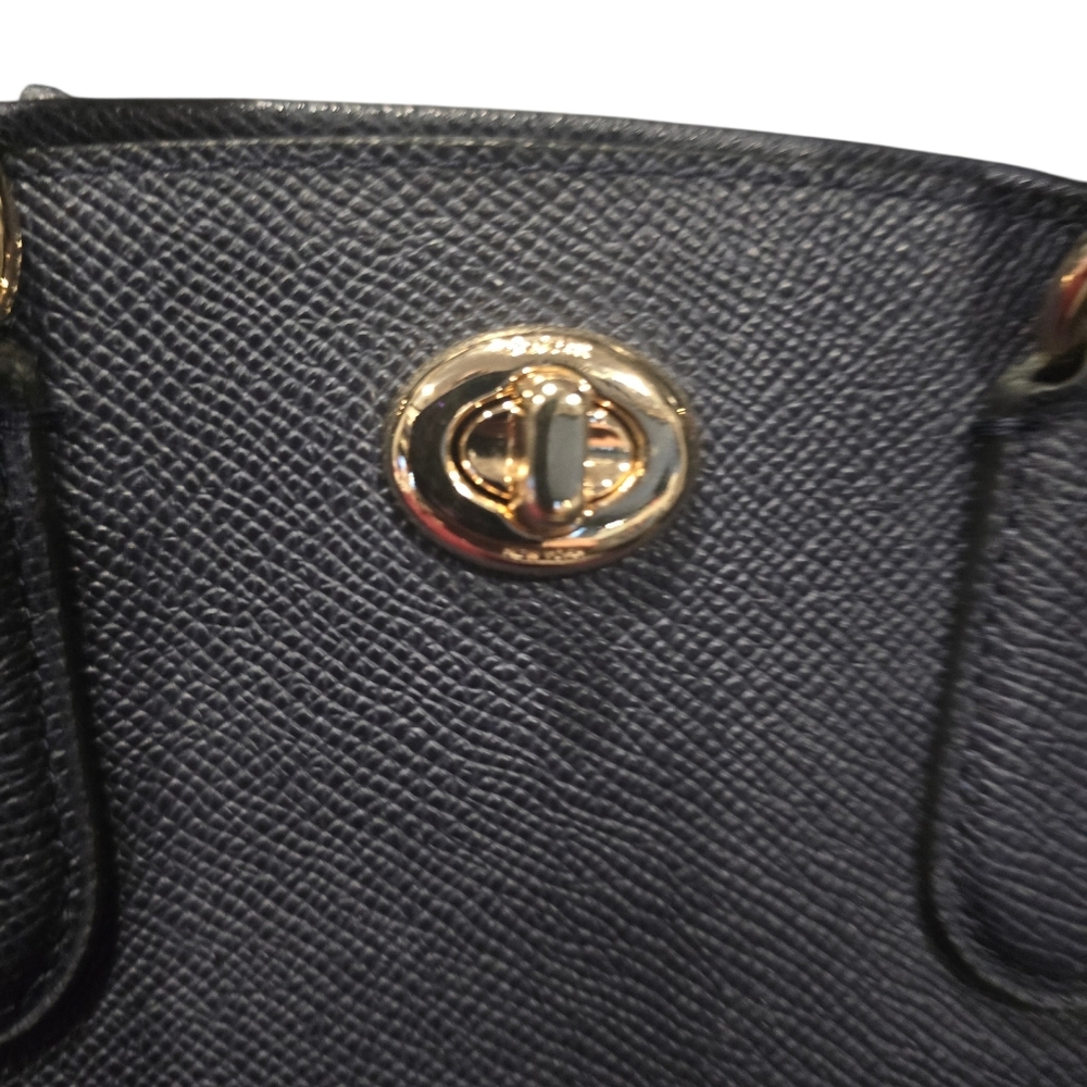 COACH Prince Street Mini Satchel Crossgrain Dark Navy Leather WITH DUST BAG - Picture 6 of 9